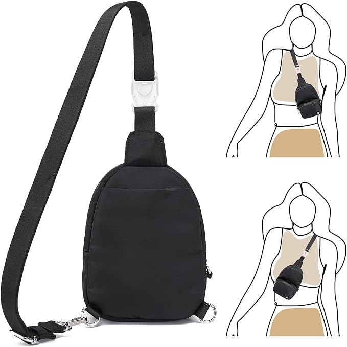 NEICOA Anti Theft Crossbody Bags for Women Small Nylon RFID Sling Bag Lightweight Travel Purse for Daily Casual Use(LED Black)