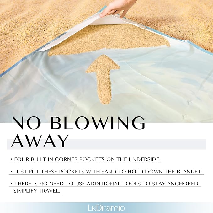 Beach Blanket Sand Proof Waterproof Oversized 100" x 80" Sand Free Mat with Corner Pockets and Mesh Bag for Outdoor, Picnic, Travel, Beach Accessories Portable, Watercolor Dolphin