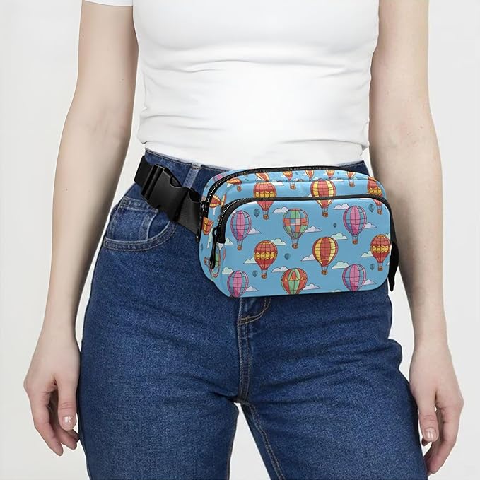 Colorful Hot Air Balloons Fanny Pack for Women Men Water Resistant Fashion Waist Packs with Adjustable Strap Belt Bag for Travel Workout Jogging Hiking 21219154