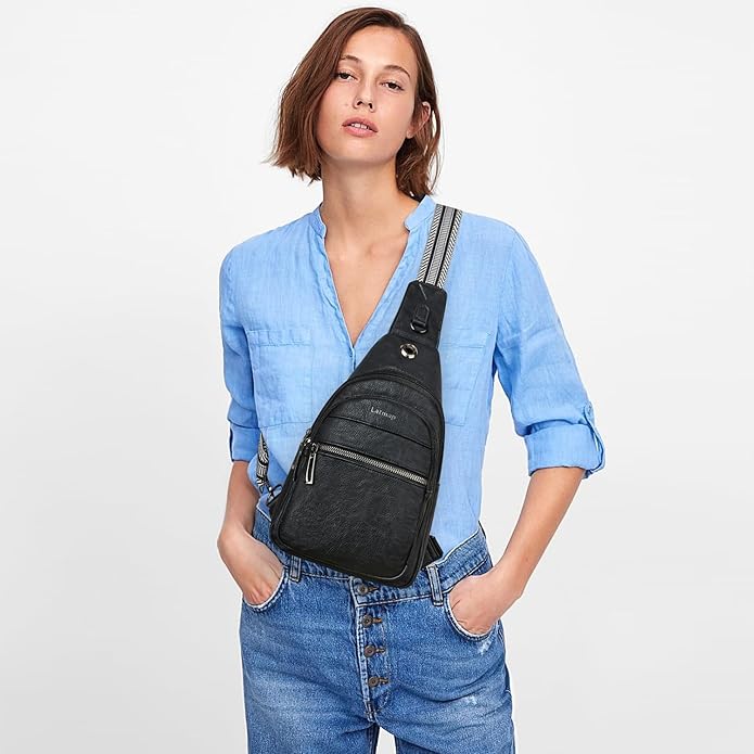 Sling Bag For Women Faux Leather Small Casual Daypack Backpack Fanny Pack Crossbody Chest Bags Purse