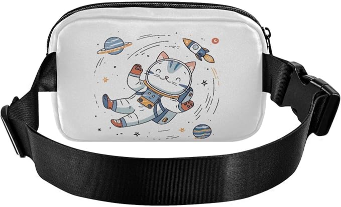 Kawaii Cat Astronaut Fanny Pack for Women Men Water Resistant Fashion Waist Packs with Adjustable Strap Belt Bag for Travel Workout Jogging Hiking 21219090