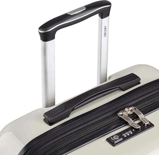 DELSEY PARIS Cruise 3.0 Hardside Expandable Luggage with Spinner Wheels, Glossy Ivory, Checked-Medium 24 Inch