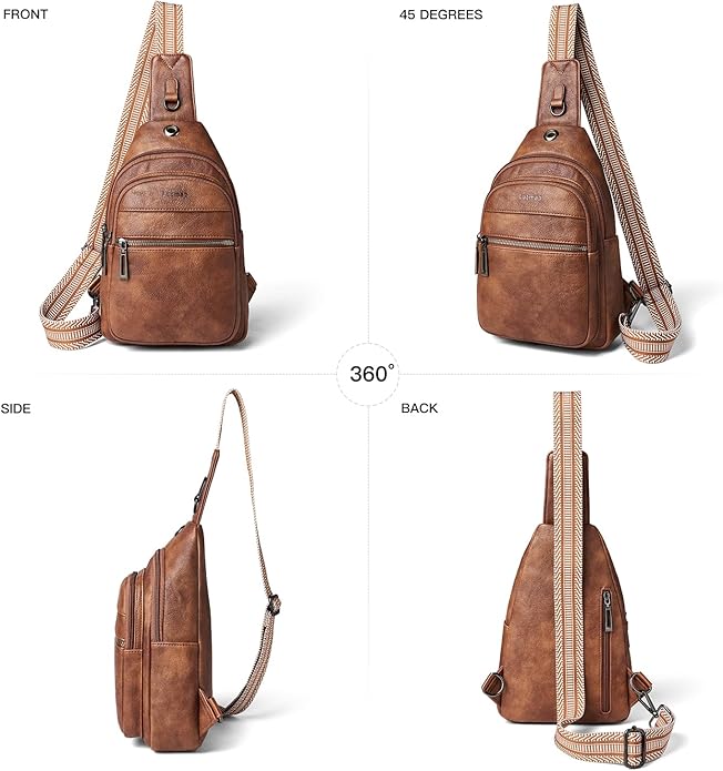 Sling Bag For Women Faux Leather Small Casual Daypack Backpack Fanny Pack Crossbody Chest Bags Purse