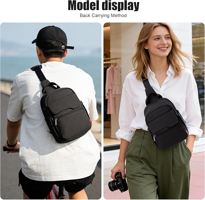 Cwatcun Camera Sling Bag Crossbody Small Camera Case, Lightweight DSLR/SLR/Mirrorless Photography Bag with Tripod Holder and Rain Cover for Canon, Nikon, Sony, Fuji Cameras, Lens Accessories