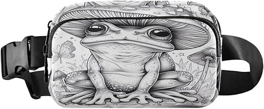Cute Frog with Mushroom Hat Fanny Pack for Women Men Water Resistant Fashion Waist Packs with Adjustable Strap Belt Bag for Travel Workout Jogging Hiking 21219936