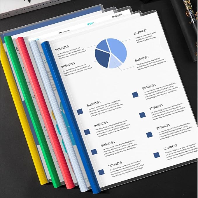 JOERSH 20 Pcs Clear Report Covers with Sliding Bar, Plastic Binder Paper Protector, Report Folders with Clear Cover for Resume Portfolio Presentation File Documents, 5 Colors