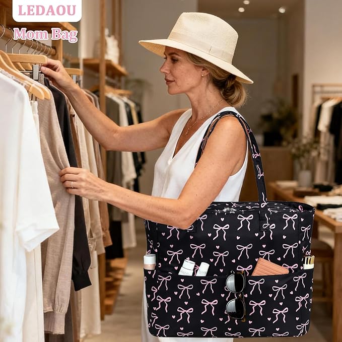 LEDAOU Large Beach Bag Women Waterproof Sandproof Zipper Beach Tote Pool Bag for Swim Gym Grocery Travel with Wet Pocket | Waterproof, Sandproof, Zipper, Pool, Gym, Grocery