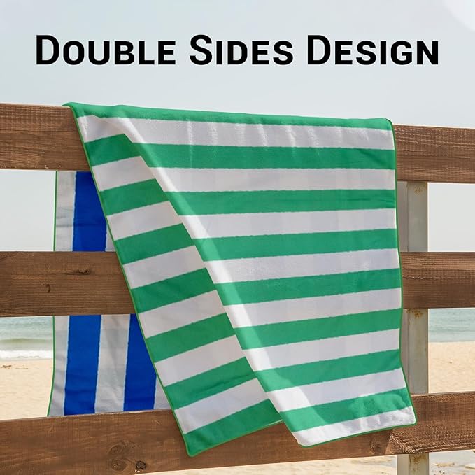 Gogreen Quick Dry Sand Free Beach Towel for Travel Pool Lightweight 71x32 in Absorbent Microfiber Oversized Towels Yoga Bath Camping Sport - Stylish Unique Gift - Stripe