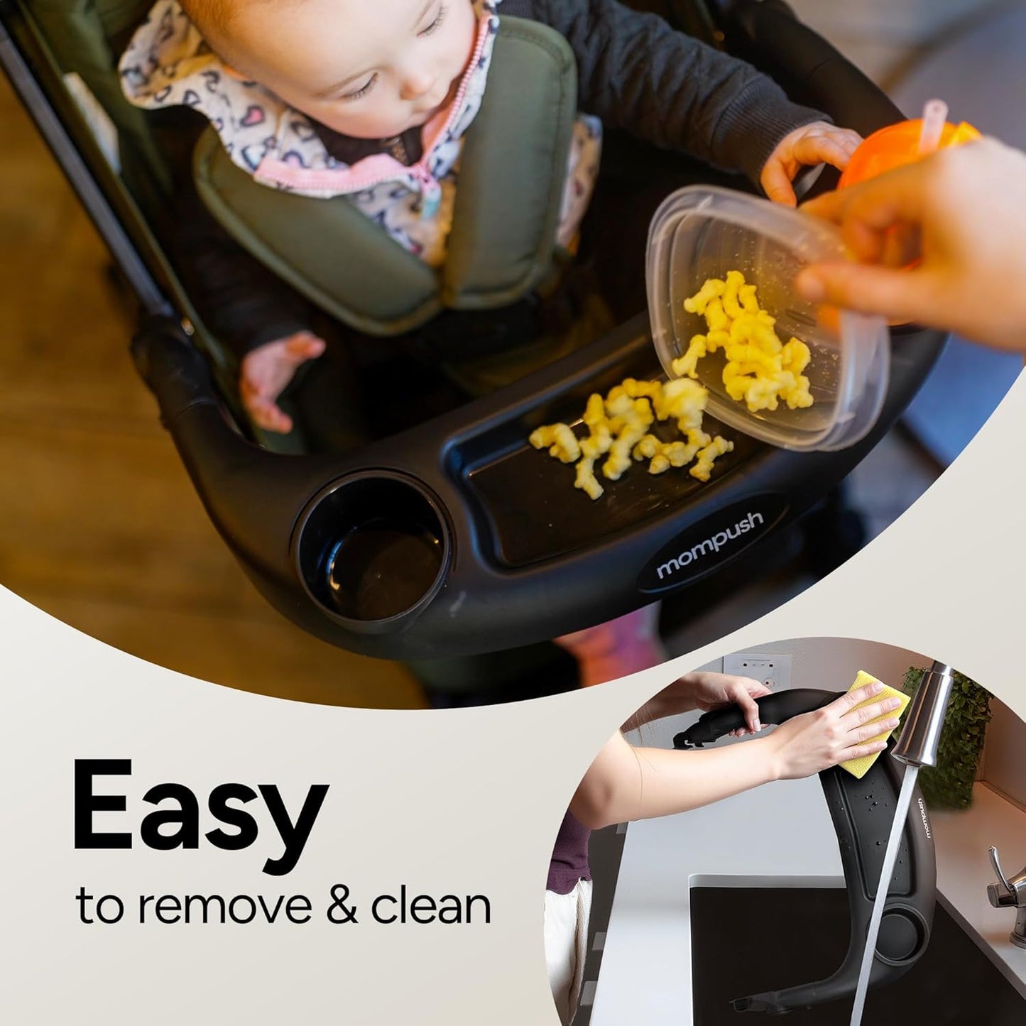 Mompush Lithe V2 Lightweight Travel Stroller, Compact Foldable Baby Stroller with Travel Bag, One-Hand Fold Stroller, Snack Tray, Mechanical Recline Seat, Airplane-Ready, UPF 50+ Canopy & Rain Cover