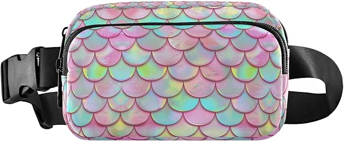 Pink Mermaid Scales Fanny Pack for Women Men Water Resistant Fashion Waist Packs with Adjustable Strap Belt Bag for Travel Workout Jogging Hiking 21219431