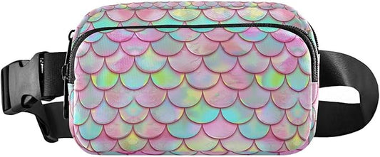 Pink Mermaid Scales Fanny Pack for Women Men Water Resistant Fashion Waist Packs with Adjustable Strap Belt Bag for Travel Workout Jogging Hiking 21219431