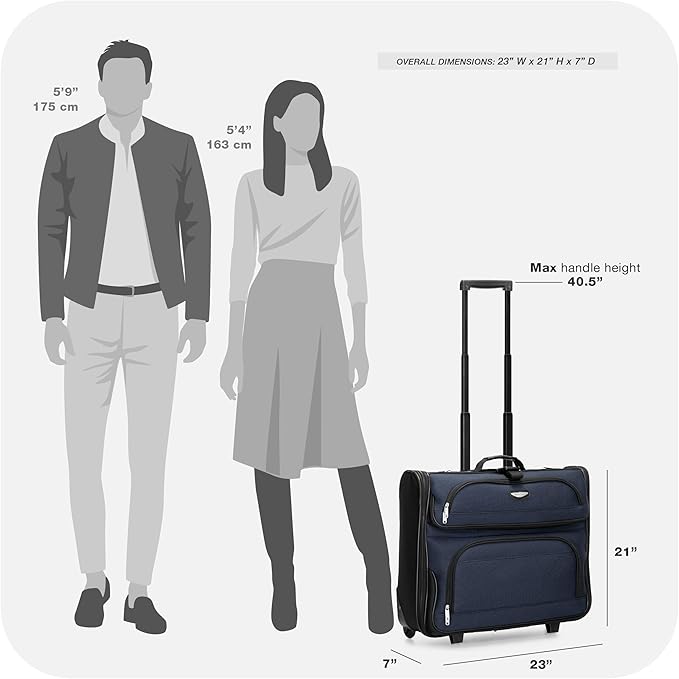 Travel Select Amsterdam Business Rolling Garment Bag, Softside Expandable Rolling 2-Wheeled Suit Carrier, Navy, One Size