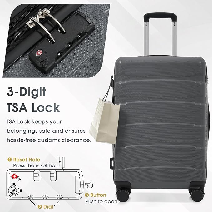 Merax 28 Inch Checked Luggage, Expandable Hardshell Suitcase with Spinner Wheels TSA Lock, Lightweight Scratch-Resistant ABS for Business Travel, Weekend Trips, Long Vacations
