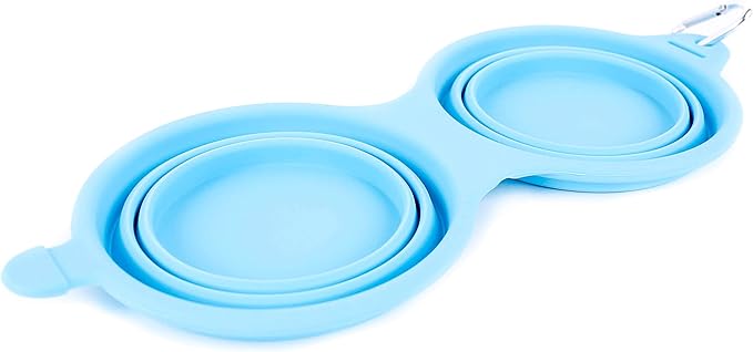 Bark Brite Collapsible Double Dog Bowl Made with Food Grade Silicone