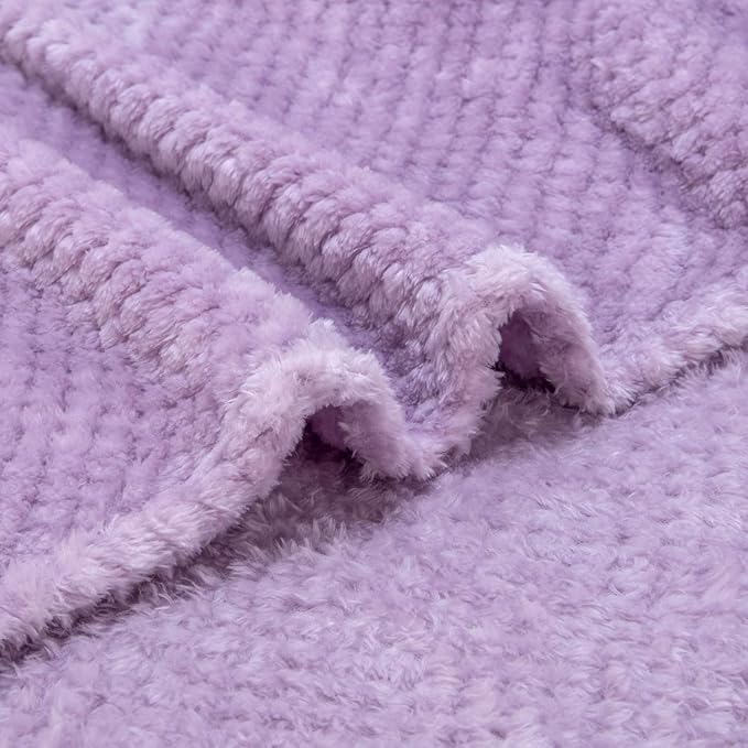 Fuzzy Throw Blanket, Plush Fleece Blankets for Adults, Toddler, Boys and Girls, Warm Soft Blankets and Throws for Bed, Couch, Sofa, Travel and Outdoor, Camping (40”×60”, Lavender)