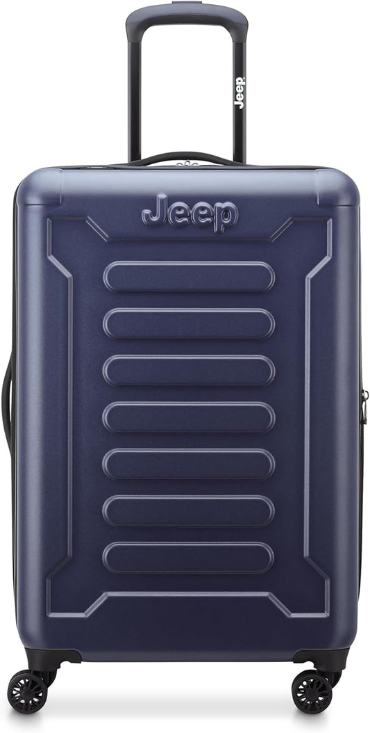 Jeep JH004C Hardside Expandable Luggage with Spinner Wheels, Peacoat Navy, Checked-Medium 24 Inch