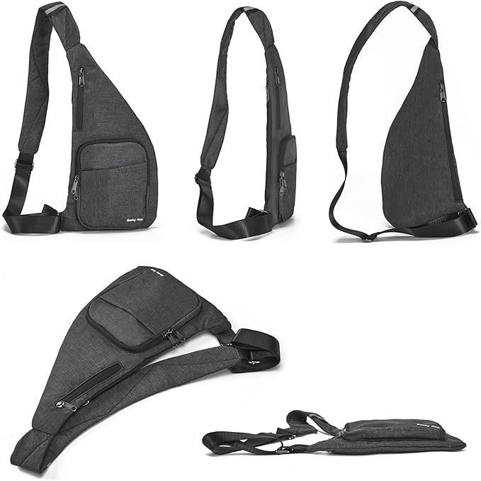 Seoky Rop Waterproof Sling Bag Crossbody Bag for Men Women Slim Hidden Anti-Thief Travel Personal Pocket Dark Grey