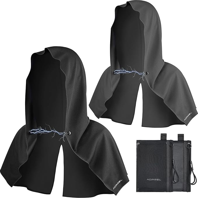 Cooling Hoodie Towel Magnetic Lock Towels for Neck and Face UV Protection, Moisture-Wicking for Camping Gym and Yoga