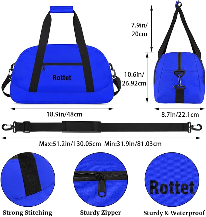 Custom Name Duffle Bag Personalized Kids Gym Bag Travel Overnight Weekender Bag Sports Bag for Boys Girl Navy Blue