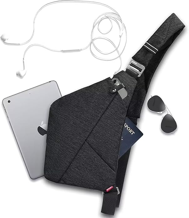 Crossbody Sling Bag, Water-Resistant Anti Theft Chest Pack, Minimalist Commuter Daypack for Travel Hiking Work