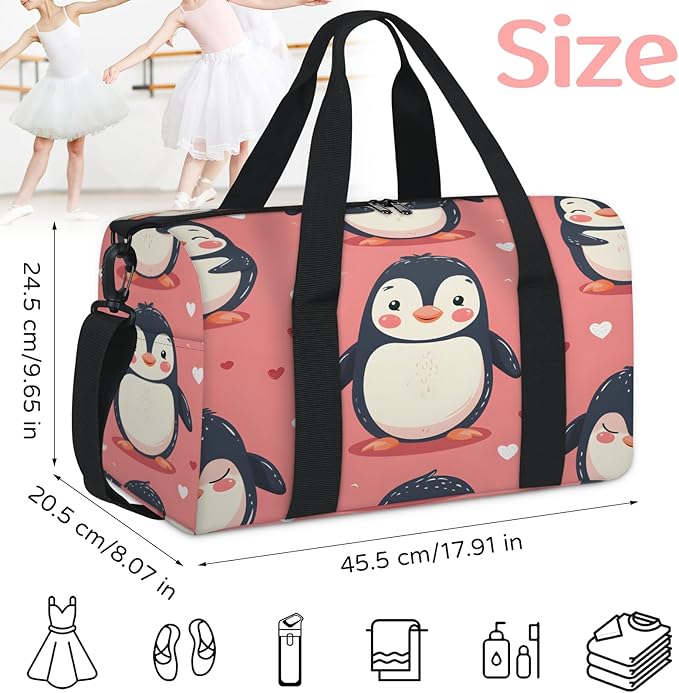 Cute Funny Penguins Travel Duffle Bag for Women Men, Overnight Weekender Bag, Carry on Tote for Sport Gym