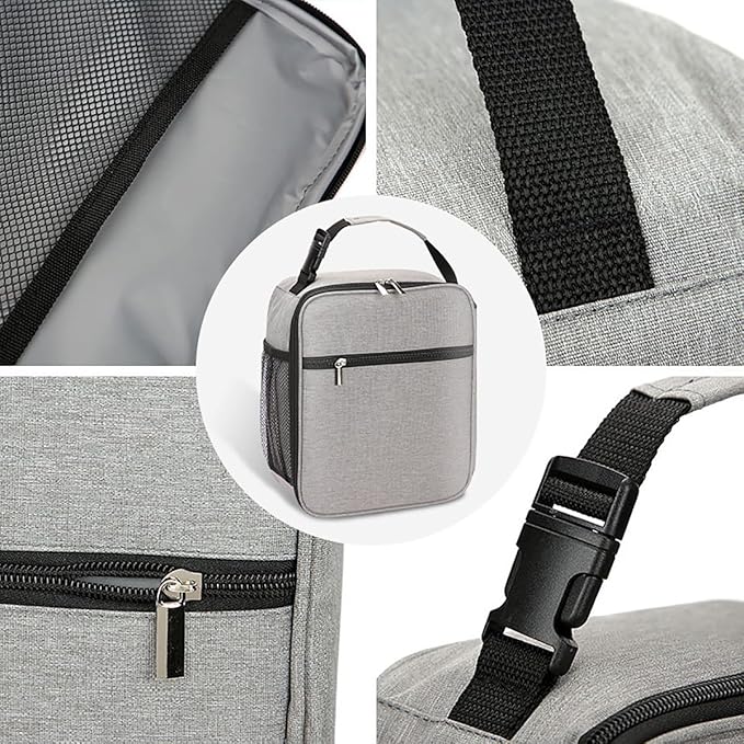 Insulated Lunch Bag for Men and Women, Leakproof Lunch Box with Mesh Pockets for Work, Gym, Travel or Camping, Lightweight and Easy Clean