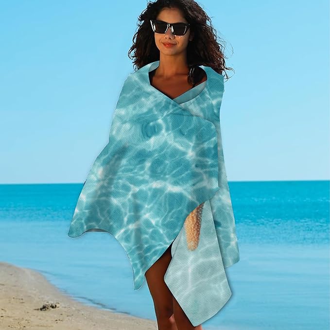 Starfish Microfiber Beach Towels,Starfish on Summer Beach in Sea Water Oversized Absorbent Bath Towels,Soft Quick Dry Thin Camping Towel for Adults Women Men,29.5"×59"