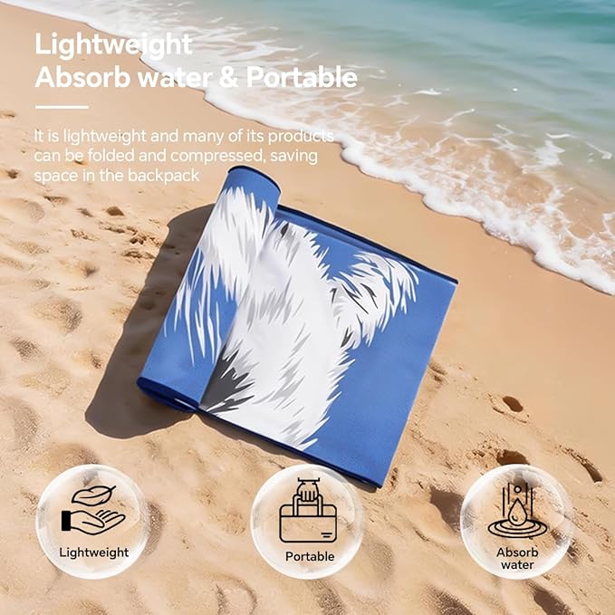 Microfiber Beach Towel, Ultra-Thin & Lightweight, Quick Dry, Sand Free,Compact Travel Towel for Sand, Pool, Swim, Yoga- Includes Carry Bag for Adults Women Men (Blue, 71"×35")