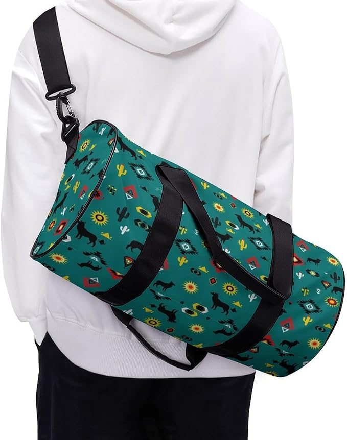 Foldable Gym Travel Bag Southwestern Native American Overnight Weekender Travel Bag Dance Sports Gymnastics Bags Unisex Overnight Bags