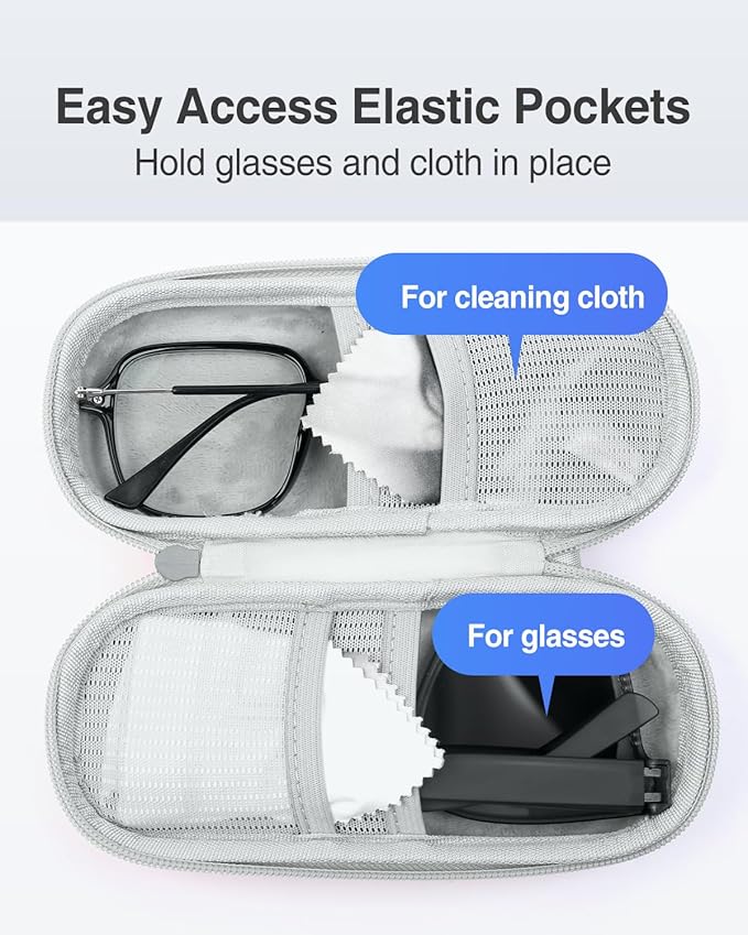 Luxtude Double Glasses Case Hard Shell, Double Eyeglass Case Dual Sunglasses Cases, Travel Sunglasses Organizer for Women Men