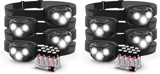 Energizer PRO-260 LED Headlamp (8-Pack), IPX4 Water Resistant Headlamps, High-Performance Head Light for Outdoors, Camping, Running, Storm, Survival LED Light for Emergencies (Batteries Included)