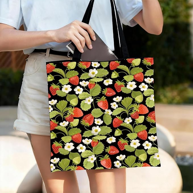 Canvas Tote Bag for Women, Vintage Print Handbag, Aesthetic Shopping Bag for Work Travel Beach, Everyday Shoulder Tote