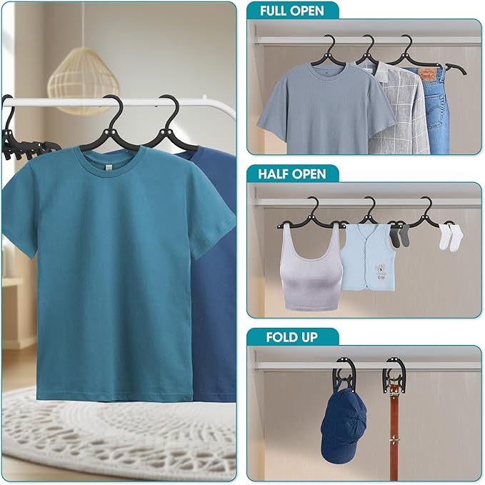 Travel Hangers Portable Foldable Travel Hanger Organizer, Plastic Cruise Ship Accessories Essentials Clothes Hanging Rack Folding Hangers for Traveling Camping Flying RV Suitcase (36, Night Black)