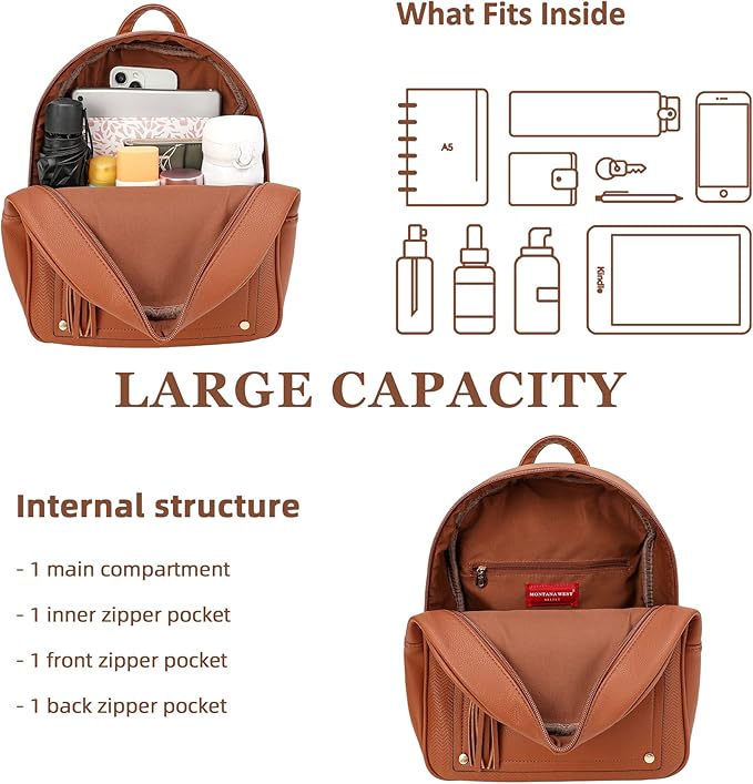 Montana West Mini Backpack Purse for Women Anti Theft Backpacks with Secured Zipper and Tassel MWC-1041BR