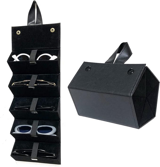 Longjet Sunglasses Organizer Travel Glasses Case 5 Slots Multiple Pairs Eyeglasses Storage Box Hanging Eyewear Holder