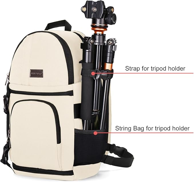 MOSISO Camera Sling Bag, DSLR/SLR/Mirrorless Camera Case Shockproof Photography Camera Backpack with Tripod Holder & Removable Modular Inserts Compatible with Canon/Nikon/Sony/Fuji, Beige