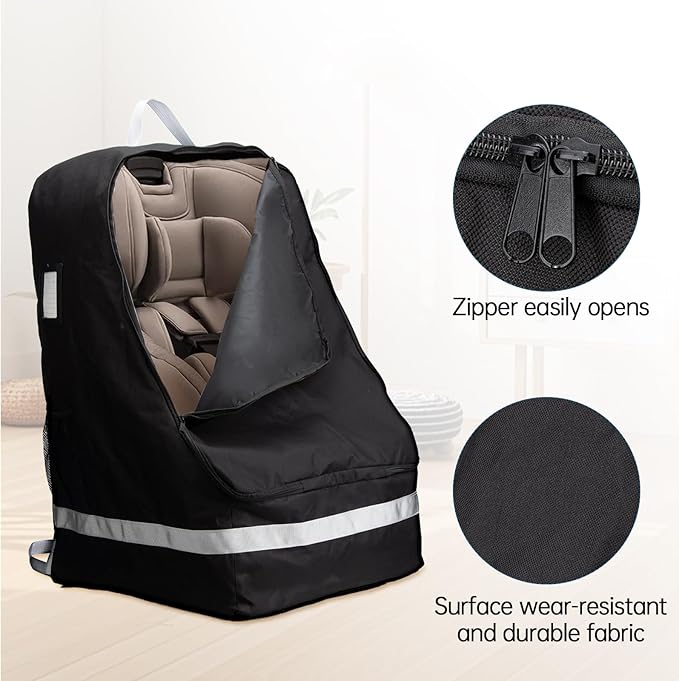 Car Seat Travel Bag Compatible with Nuna, Infant Car Seat Travel Bags for Graco, Large Padded Car Seat Backpack for Airplane, Easy to Store, Black