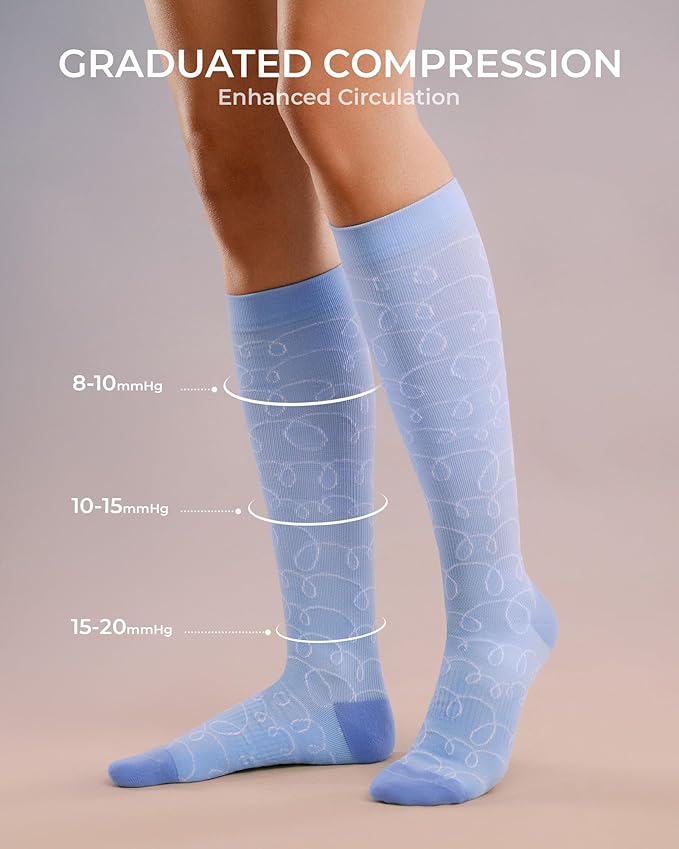 FITRELL 4 Pairs Compression Socks for Women & Men, 15-20mmHg Circulation Support for Athletic Travel Daily Wear
