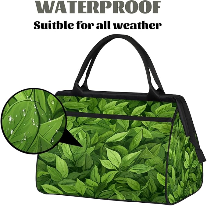Spring Green Leaves Overnight Weekender Bags for Women Men, Waterproof Travel Carry On Duffel Bag, Lightweight Sports Gym Bag for Fitness, Workout, Travel