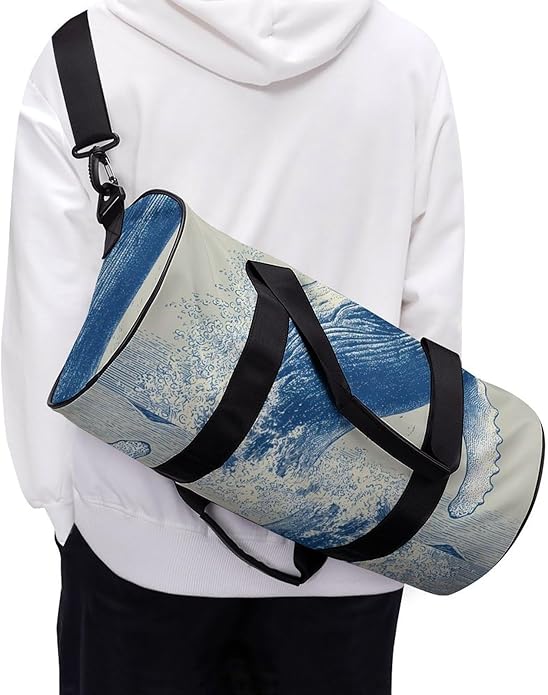 Japanese Whales Jumping Mens Gym Bag for Women Sports Duffle Weekender Bags Travel Handbag Carry On