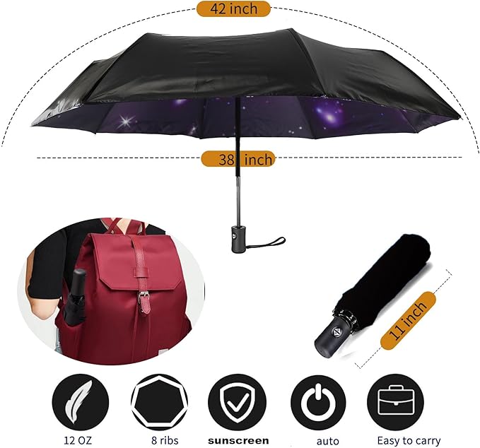 MRTLLOA 42/49 Inch Compact Travel Essentials Umbrella for Rain, Lightweight, Portable, Automatic, Strong, Waterproof Folding Umbrellas for Women, Men and Teenagers