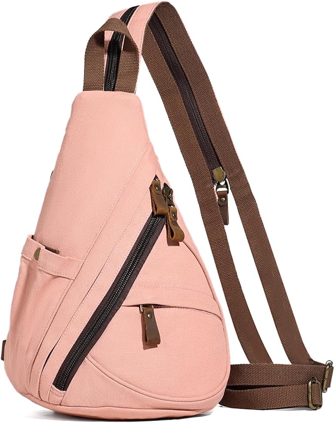 KL928 Canvas Sling Bag - Small Crossbody Backpack Shoulder Casual Daypack Rucksack for Men Women(Large Version,YellowishOrange)