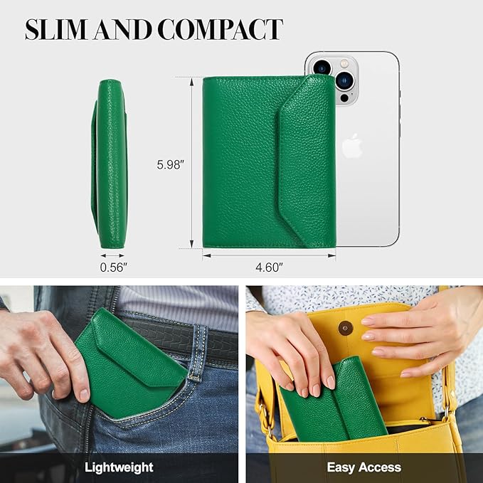 Leather Passport Holder for Travel,Rfid Passport Holder Protect Your Card Security,Passport Book Holder for Women,Travel Wallet with Cards & Pen Slots,Boarding Pass,Zipper Cash Pocket(Green)