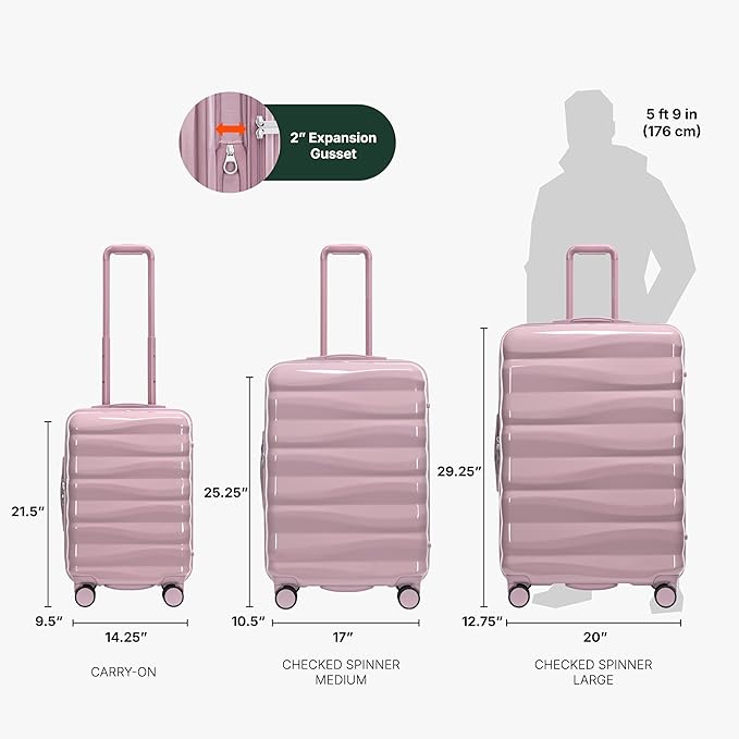 Traveler's Choice Edinburgh II Hardside Spinner Luggage, TSA Lock, Pink, 25" Medium