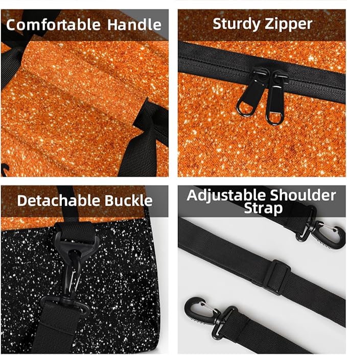 Personalized Orange Glitter Cheer Bag for Cheerleaders, Custom Sport Gym Bag Dance Bag Travel Duffle Bag Cheerleading Gifts for Women