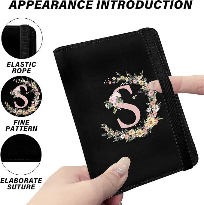 Cute Passport Holder and Holder Combo Passport Cover with RFID Blocking Women Men Compatible Wallet Credit Card Protector（Initial Monogram-S）