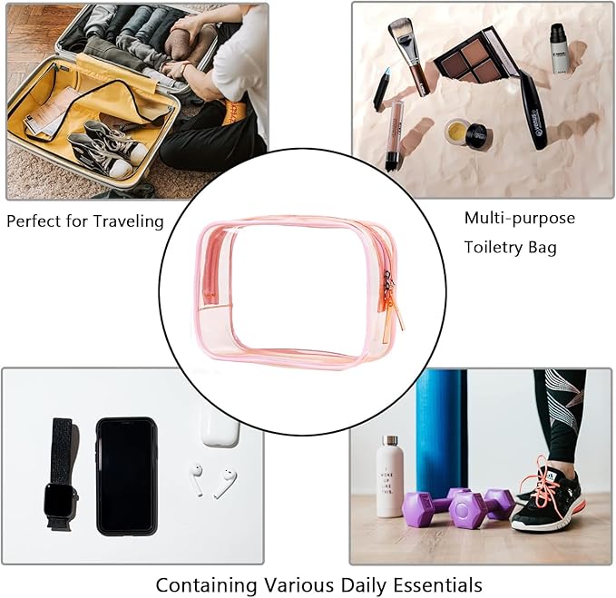 Buminee Clear Travel Toiletry Bag, Lightweight Transparent TSA Cosmetic Pouch, Multipurpose For Traveling - Purple 1 Pack