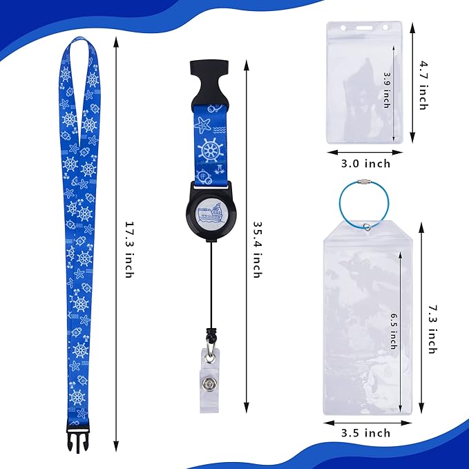SWATOM Cruise Lanyards 9PCS Retractable Cruise Lanyard for Cruise Ship Cards, Carnival, NCL & Princess 2025 & 2026 Waterproof Luggage Tag Holders Set for with Detachable Badge Holder for ID Cards