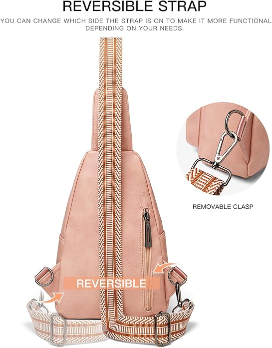 Sling Bag For Women Faux Leather Small Casual Daypack Backpack Fanny Pack Crossbody Chest Bags Purse