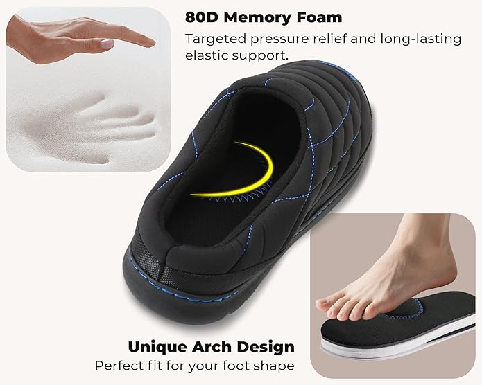 Mens Slip On Slippers Coolmax® Two Tone Comfy Slipper Memory Foam Slippers Indoor Outdoor Men's House Shoes Loafers Camping Slipper Two Styles | Moisture-wicking | Breathable